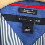 Tommy Hilfiger  Women's Size 12 Blue Jacquard Two-Button Blazer Classic Structure Photo 3