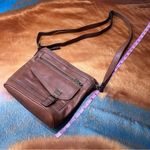 Born boc brown leather shoulder bag contrast stitching brass details Tan Photo 10