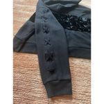 Victoria's Secret PINK CROPPED HOODIE VELVET LOGO LONG SLEEVE BLACK SZ S Photo 5