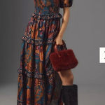 Farm Rio Short - Sleeve Floral print Crew - Neck Tiered A - Line Maxi Dress Smal Photo 0