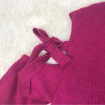 EXPRESS  Burgundy Tie Sleeve Sweater Top Cold Shoulder Pink Purple Size Small New Photo 7