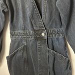 Etica Dress Womens XS Blue Mira Dark Denim Wrap Jean Mini Puff Sleeve Ca… Photo 5