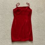 Lush Clothing Lush Crushed Velvet Bright Red Christmas Holiday Dress Bodycon Medium Mini EUC Photo 5