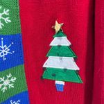 Gloria Vanderbilt Ugly Christmas Sweater Cardigan Medium  snowmen, stocking Color Photo 3