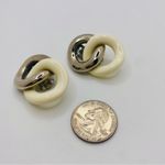 Givenchy Vintage 1980s Rhodium-Plated Ivory Enamel Figure-8 Clip Earrings Photo 1