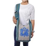 Royal Collection Hippie Hobo Bag Lotus Flower Crossbody Shoulder Bag Bohemian Blue Photo 15
