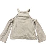 J.O.A. . Sweater Cold Shoulder Lace-up Bell Sleeves in Light Gray XS Photo 3