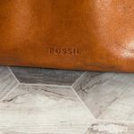 Fossil Brown Leather Crossbody Bag Double Zip Adjustable Strap Medium Purse Photo 1