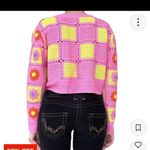 Crochet Floral Knit Cardigan Y2K Pink Size M Photo 1