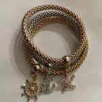 3 Piece Shiny Multilayer Gold Silver and Bronze Bracelet Set Photo 1