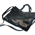 Vince Camuto Large Black Leather Shoulder Hand Bag Purse Zip Close Gold Tone Photo 1