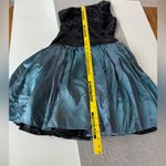 Vintage 80’s Black Teal Satin One Shoulder Prom Dress Sz Small Blue Photo 10