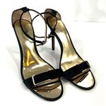 Coach Hampton Black Leather Heels Gold Buckle Detail ankle strap US Size 9.5B Photo 0
