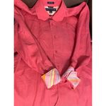 Tommy Hilfiger Pink Button Down Rainbow Cuff Pure Linen (L) Preppy Pride Vibrant Photo 8