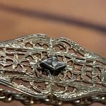 Vintage 12K Gold Filled Filigree Bar Rope Chain Bracelet with Center Diamond Photo 10