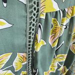 Entro Green Floral Sleeveless Lined Split Neck Crochet Pullover Mini Dress Sz S Photo 2