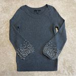 White House | Black Market Gray Embellished Sleeve Sweater Photo 2