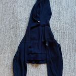 Alo Yoga Blue Cropped Ribbed Hoodie Photo 6
