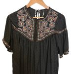 ZARA Women tunic Top XS Black Embroidery Boho Cottagecore Fairygrunge Festival Photo 2