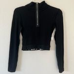 Black Mock Neck Pull Ring Crop Top Photo 3