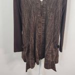 LOGO By Lori Goldstein Brown Zip-Front Cardigan Size Small Brown Cardigan Photo 2