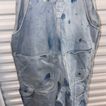 Vintage Liberty Blue Denim Tie Dyed Overalls Size 34 Photo 10