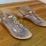 Enzo Angiolini  Rose Gold Crystal T Strap Thong Sandals Sz 8 Photo 0
