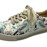 Mumka Shoes Women 8.5 Blue Birds Slippers Floral Lace Up Fashion Sneakers Preppy Tan Photo 0