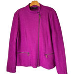 Talbots  Jacket Women 12 Wide Purple Wool Blend Asymmetric Zip Mock Neck‎ Coat Photo 0