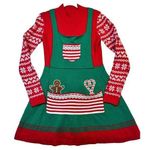 Ugly Christmas Sweater Dress Gingerbread Candycane Fair Isle Red Green size M Size M Photo 0
