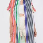 VILAGALLO Linen HARPER DRESS MULTI STRIPES Size Small Green Photo 0