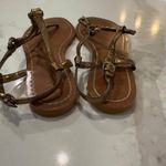 Lauren Ralph Lauren Leather Braided Slingback Thong Sandals Women's 7.5B Gold Size 7.5 Photo 2