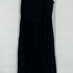 Frye Women's Sleeveless Easy Button Front Midi Dress Sz M Black Loose Fit Size M Photo 1