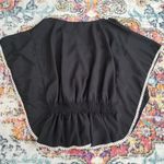Luna Marina Crochet Trim Flutter Sleeve Top Black Photo 2