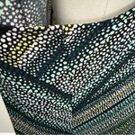 Susan Graver Dress Maxi Slinky Stretch Travel Buttons Geometric Dots Black Green Photo 8