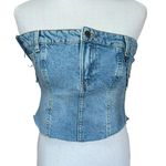 ZARA The Jean Top In Medium Blue Corset Womens Xs Strapless Bustier Denim NWT Photo 2