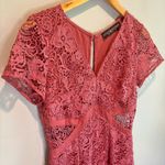 Little Mistress Rose Pink Floral Lace Short Sleeve Midi Dress - size 6 Photo 2