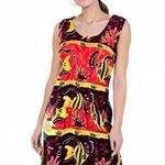 Dunn’s River Falls Jamaica Ocean Fish Sea Life Red Sleeveless Maxi Dress Vintage Size XL Photo 0