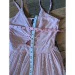 Angie  Pink Eyelet Tiered Mini Dress Boho Cutout Coquette Clean S Photo 4