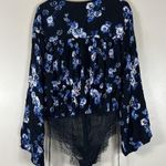 Free People  NWT Black Forties Feels Floral Floral Bodysuit Photo 4