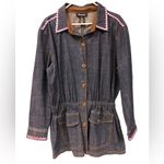 Denim & Co. 1x Lightweight denim‎ drawstring top shacket lilac stones plus size Blue Photo 1