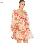Zimmermann New Orange and Cream Floral Long Sleeve Dress Photo 3