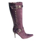 Donald Pliner Purple Suede and Leather Boot Shoe Embellished Studs $695 Sz 8 Photo 1
