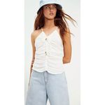 Free People Womens White Love Her Lace Textured Keyhole Boho Indie Hippie Sz M Photo 1