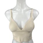 ZARA Cream Ribbed Knit Sleeveless V-Neck Cami Camisole Tank Crop Top Size S Photo 0
