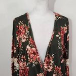Charlotte Russe  Pink and Green Floral Top NWT Size Large Green Wrap Look Top Photo 1