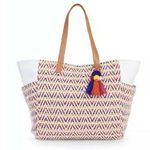 No Boundaries NEW  Caroline Aztec Boho Chevron Woven Beach Tote Bag w/ Tassels Photo 0