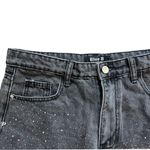 Womens Blue B Collection Studded Raw Hem Black Wash Jean Shorts Photo 1