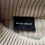Miou Muse Beige Detail Sleeve Mock Neck Cropped Sweater Photo 6