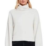 AGOLDE Balloon Sleeve Ribbed Turtleneck Sweatshirt Size S Off White 100% Cotton Photo 0